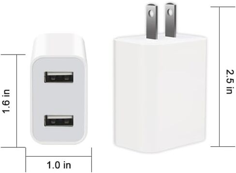 شاحن USB مزدوج مع كابل 1 متر A إلى C، شاحن حائط A+A، منافذ USB-A. متوافق مع هواتف iPhone 15/15Plus/15Pro/15ProMax/iPad Pro/iPad Air/Android in Saudi Arabia