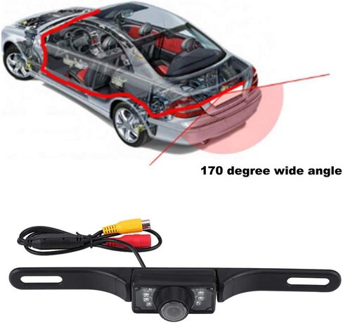License Plate Camera, Rear View Reverse Camera with 140° Wide Angle, 7 LED Night Vision Backup Camera for Parking & Back up Car in Saudi Arabia