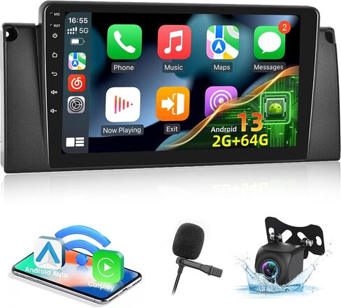 2+64G for BMW E53 1999-2005 Car Stereo with Wireless Carplay & Android Auto - 9 Inch Touch Screen Radio with WiFi, GPS, EQ, FM RDS + AHD Backup Camera & MIC in Saudi Arabia