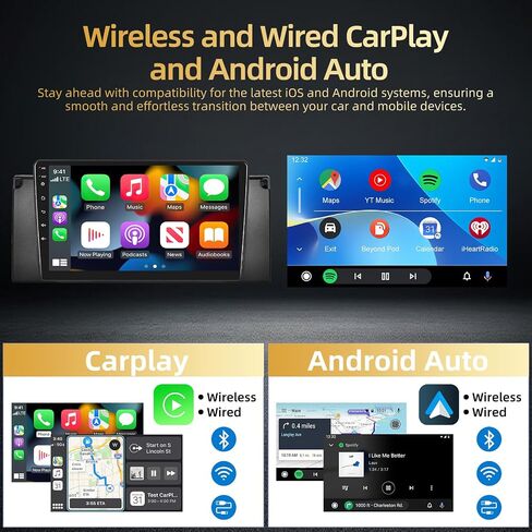 2+64G for BMW E53 1999-2005 Car Stereo with Wireless Carplay & Android Auto - 9 Inch Touch Screen Radio with WiFi, GPS, EQ, FM RDS + AHD Backup Camera & MIC in Saudi Arabia