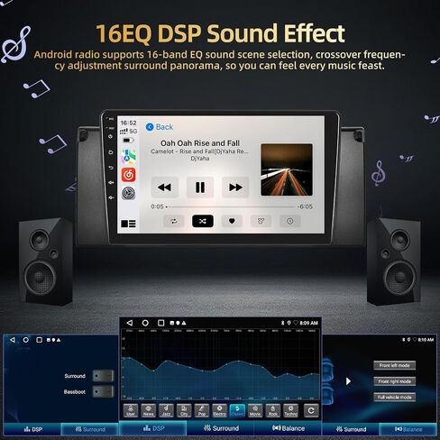 2+64G for BMW E53 1999-2005 Car Stereo with Wireless Carplay & Android Auto - 9 Inch Touch Screen Radio with WiFi, GPS, EQ, FM RDS + AHD Backup Camera & MIC in Saudi Arabia
