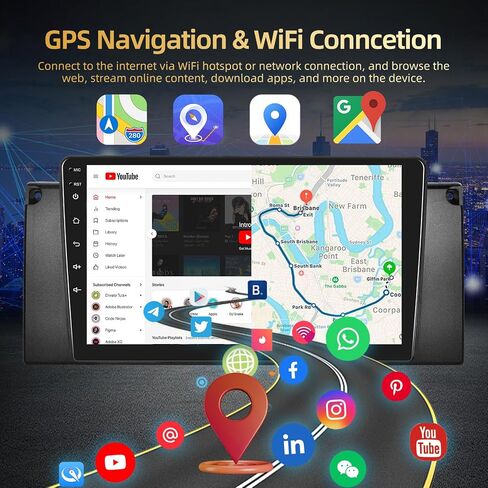 2+64G for BMW E53 1999-2005 Car Stereo with Wireless Carplay & Android Auto - 9 Inch Touch Screen Radio with WiFi, GPS, EQ, FM RDS + AHD Backup Camera & MIC in Saudi Arabia