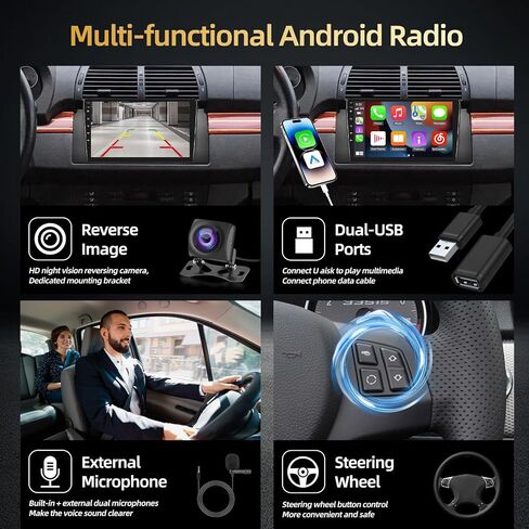 2+64G for BMW E53 1999-2005 Car Stereo with Wireless Carplay & Android Auto - 9 Inch Touch Screen Radio with WiFi, GPS, EQ, FM RDS + AHD Backup Camera & MIC in Saudi Arabia