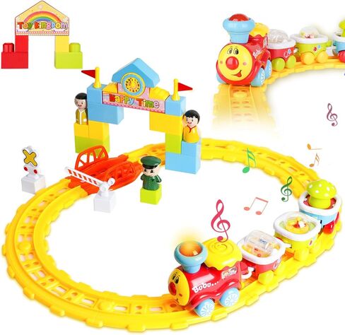 لعبة مسار القطار الكهربائي، سيارة مع الضوء والموسيقى، هدايا للأطفال من سن 1 إلى 2 3 سنوات، حشوات سلة عيد الفصح، ألعاب السكك الحديدية، لعبة تعليمية مبكرة in Kuwait