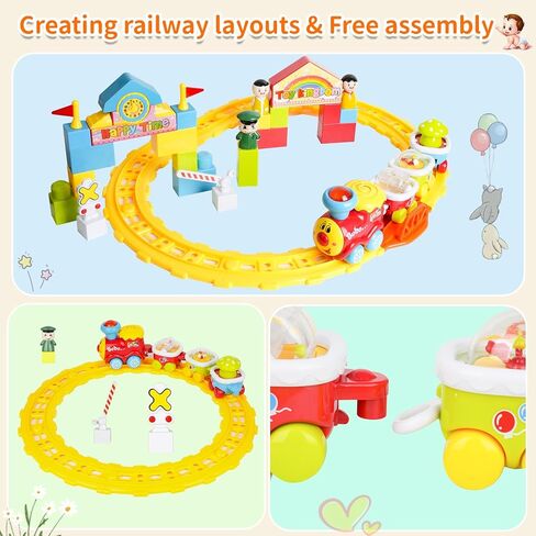 لعبة مسار القطار الكهربائي، سيارة مع الضوء والموسيقى، هدايا للأطفال من سن 1 إلى 2 3 سنوات، حشوات سلة عيد الفصح، ألعاب السكك الحديدية، لعبة تعليمية مبكرة in Kuwait