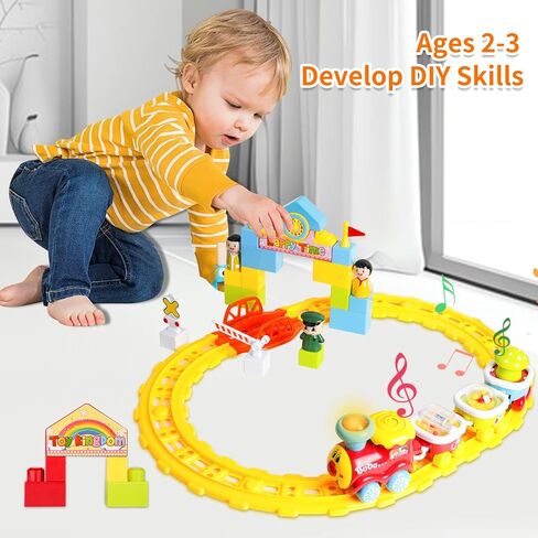 لعبة مسار القطار الكهربائي، سيارة مع الضوء والموسيقى، هدايا للأطفال من سن 1 إلى 2 3 سنوات، حشوات سلة عيد الفصح، ألعاب السكك الحديدية، لعبة تعليمية مبكرة in Kuwait