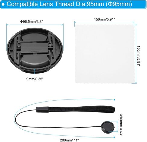 PATIKIL 95mm Lens Cap Set, 3Pack Sides Pinch Snap Camera Lens Cover for Front Len Suitable for 95mm Thread Universal DSLR Lenses for Nikon, for Fujifilm, for Pentax, for Leica in Saudi Arabia