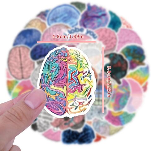 55PCS Colorful Brain Stickers Funny Stickers for Water Bottles Laptop Luggage Scrapbook Journaling, Eikecy Cute Cartoon Brain Stickers for Adults Kids Vinyl Waterproof Decals in Saudi Arabia