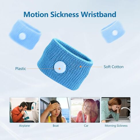 Motion Sickness Wristband, Anti-Nausea Acupressure Wrist Band for Nausea Relief, Dizziness and Vomiting from Car Sea Boat Flying Travel Sickness for Adults and Kids (Grey, Small, 2 Pairs) in Saudi Arabia