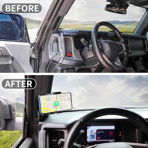 حامل حامل الهاتف على لوحة القيادة على الجانب الأيسر متوافق مع Ford Bronco 2021 2022 2023 2024 360 درجة تعديل حامل الهاتف الخليوي in Kuwait