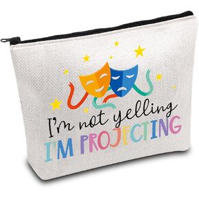 BDPWSS Theatre Makeup Bag Drama Theater Lover Gift Comedy Tragedy Masks Cosmetic Bag i'm Not Yelling I'm Projecting Drama Acting Travel Pouch (Yelling projecting)