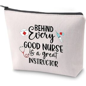 ZJXHPO Nurse Educator Survival Kit Behind Every Good Nurse Is A Great Instructor Makeup Bag With Zipper Nurse Teacher Appreciation Gift (BL Nurse Instructor)