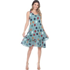 Women's Plus Size Summer Casual Sleeveless Dresses Polka-Dot Floral Scoop Neck Dress