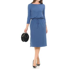 iconic luxe Women's Relaxed Formal Casual Midi Dress with Elastic Waist