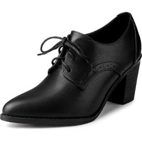 Perphy Pointy Toe Lace Up Block Heels Ankle Booties for Women