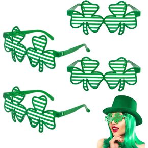 Lhocm St Patricks Day Accessories Shamrock Sunglasses, Plastic Green Clover Glasses for St Patricks Party Favor Decorations