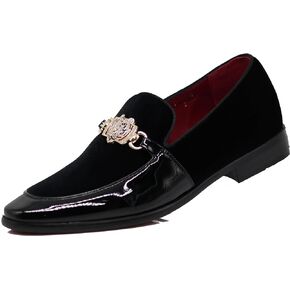 Enzo Romeo SPK65 Men's Fashion Rhinestone Glitter Buckle Slip On Dress Shoes