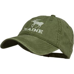 e4Hats.com Maine State Moose Embroidered Washed Dyed Cap