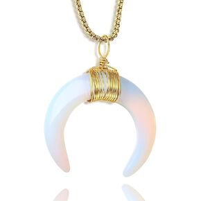 MAIBAOTA الهلال القمر قلادة للنساء القمر قلادة مجوهرات الروحية الساحرة الأحجار الكريمة قلادة الكريستال حجر القلائد in Kuwait