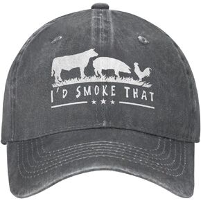 I'd Smoke That Patriot BBQ Barbeque Cook Chef Unisex Baseball Cap Cotton Fits Men Women Washed Denim Adjustable Dad Hat