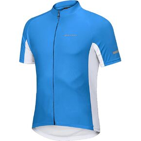 Men's Basic Cycling Jerseys Short Sleeves Mountain Bike Bicycle Shirt Quick Dry Biking Shirt for Men with Back Pockets