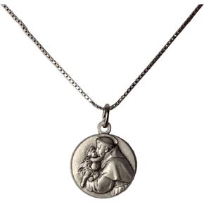 SAINT ANTHONY OF PADUA WITH JESUS CHILD MEDAL WITH VENETIAN CHAIN - 100% MADE IN ITALY - THE PATRON SAINTS MEDALS (St.Anthony Round Shape)
