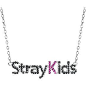 6UH8MB Stray Kids Necklace 18K Gold Plated Cubic Zirconia Kpop StrayKids Merchandise Jewelry for Skz Fans gift