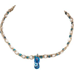 BlueRica Braided Hemp Cord Choker Necklace with Puka Shells and Flip Flop Pendant