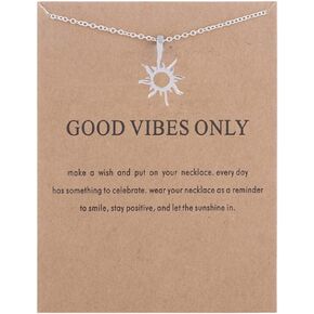 tenghong2021 Butterfly Pendant Chain Necklace with Message Card Good Luck Sun Unicorn Horseshoe Crescent Shape Necklace Dainty Angel Wings Necklace Gold Silver Choker Necklace