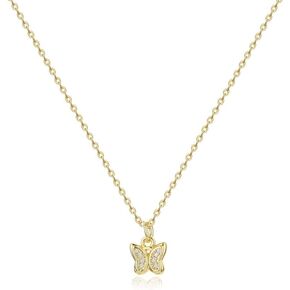 Small Cross Necklaces for Women Girls 14K Gold Plated Tiny Butterfly Bar Pendant Choker Necklace Simple Gold Heart Necklace Trendy Everyday Jewelry Gift