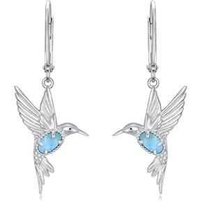 Hummingbird Earrings 925 Sterling Silver Genuine Gemstone Hummingbirds Drop Dangle Earring Animal Jewelry Gifts for Women