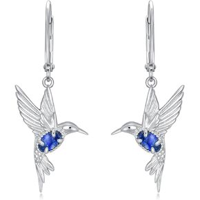 Hummingbird Earrings 925 Sterling Silver Genuine Gemstone Hummingbirds Drop Dangle Earring Animal Jewelry Gifts for Women