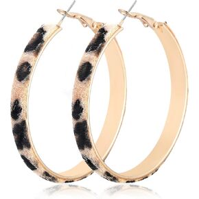 Hoop Earrings for Women Leopard Hoop Dangle Earrings Bohemia Statement Circle Earring Studs