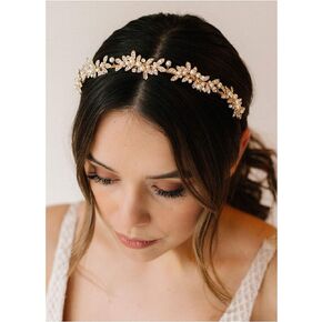 SWEETV Rhinestone Bridal Headband Crystal Tiara for Women Pearl Wedding Headpieces for Bride Hair Accessories for Prom Birthday Party