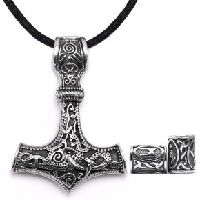 Mjolnir Thor Hammer Necklace Mixed Gold Color Pendant Stainless Steel Viking Accessories Norse Pendant Viking Jewelry for Men