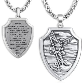 St Christopher/St Michael Necklace 925 Sterling Silver Saint Christopher/Archangel Michael Pendant Necklace for Men St Christopher Medal Religious Amulet Men Jewelry Gift