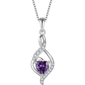 JIWOY Infinity Necklace Sterling Silver Love Heart Stone Pendant Birthstone Dangle Jewelry for Women