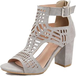 SO SIMPOK Chunky Heel Sandals for women Cut Out Peep Toe Zipper Block Heel Sandals Summer Beach Dressy Party High Heeled Sandals