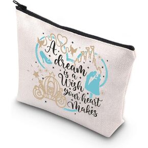 BDPWSS Fairy Tales Makeup Bag Fairy Princess Gift a Dream Is a Wish Your Heart Makes Cosmetic Bag For Friend Sister (You makes dream)