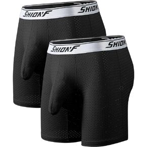 SHIONF Men's Ice Silk Breathable Underwear for Men Mesh Athletic Sports Boxer Brief 2-Pack