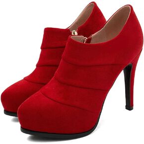 Womens High Heels Pumps Platform Ankle Boots Stiletto Heel Pointed Toe Zip Booties Shoes