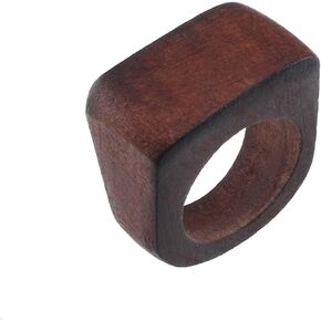 Original Natural Wood Rings Handmade Retro Geometric Round Statement Rings Vintage Bohemia Wooden African Ethnic Ring Jewelry for Women Girl