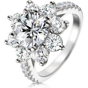 المطلق 2 قيراط مويسانيتي خواتم للنساء خواتم الخطبة جولة قطع حلقات سوليتير 925 خواتم الفضة الاسترليني عباد الشمس قطع الدائري مع شهادة مويسانيتي قطع البيضاوي خواتم للنساء in Kuwait