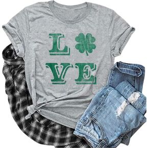 Womens St Patrick's Day T-Shirt Blessed and Shamrock Lucky Graphic Shirt Irish Festival Holiday Tee Tops