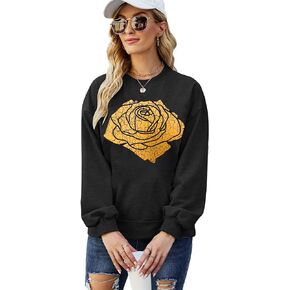 Famulily Womens Round Neck Long Sleeve Pullover Graphic Print Sweatshirts Comfy Fall Tunic Tops