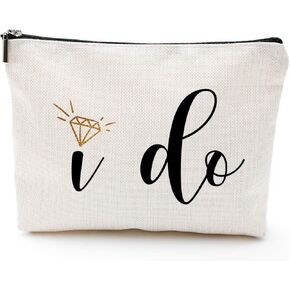 Blue Leaves Engagement Gifts for Her,Bridal Shower Gifts-I Do-Bride Gifts,Makeup Bag Make Up Pouch Bride To Be Gift Wedding Vows(Makeup bag-I do)