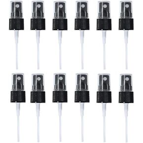 Happyupcity 12PCS Reusable Spray Top Black Fine Mist Spray Cap Essential Oil Liquids Spray Bottle Tops Plastic Spray Nozzel Replacement Pump Top for Cosmetic Perfume Pump Head(Caliber 20mm)