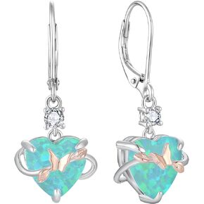 VESITIM Created Opal Infinite Butterfly Dangle Drop Earrings Sterling Silver Birthstone Heart Earrings Women Opal Jewelry Gifts