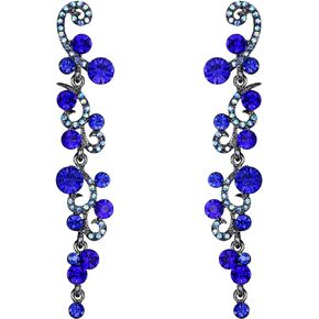 EVER FAITH Bridal Flower Wave Austrian Crystal Dangle Earrings