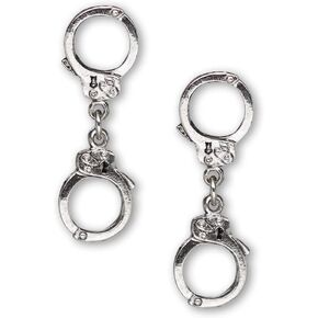 Handcuff Dangle Earrings Silver Finish Pewter On Posts